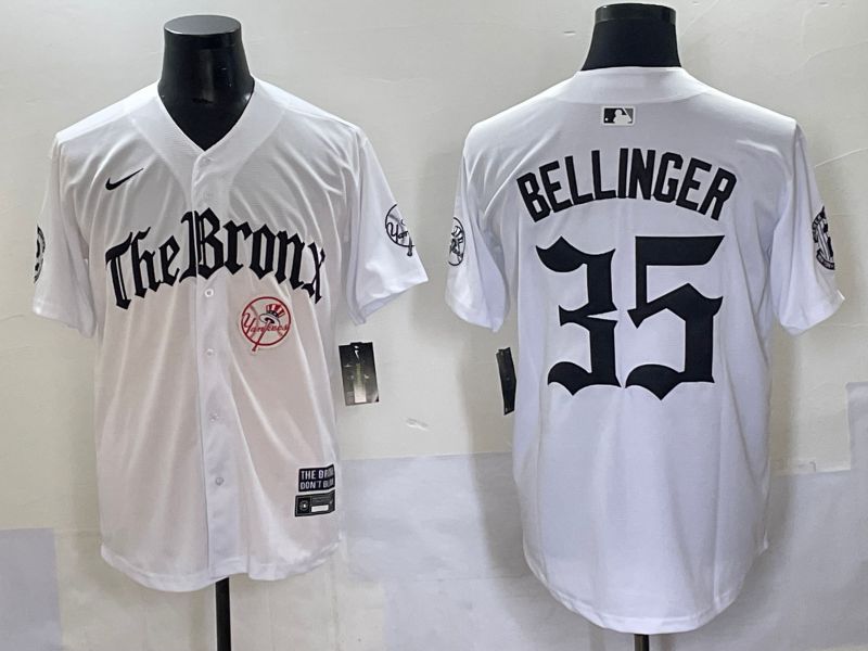 Men 2025 New York Yankees #35 Bellinger White Five generations Joint Name Nike MLB Jersey style 8